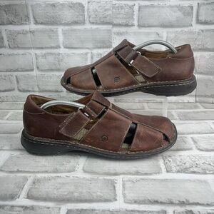 Born Fisherman Men’s Size 11 Brown Leather Closed Toe Vintage Boat Sandals
